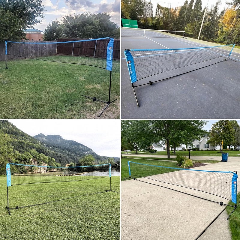 Olybeaka All-in-one Portable Badminton & Pickleball Net Set for Backyard Beach Driveway with Height Adjustable Poles, Durable Net, 2 Aluminum Badminton Rackets + 2 Pickleball Paddles - Image 2